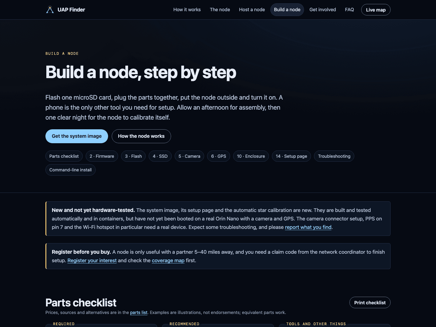 UAP Finder step-by-step node build guide